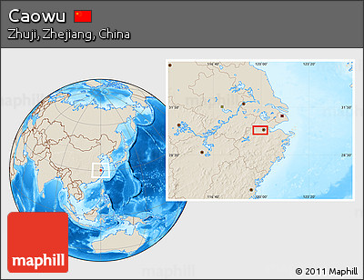 Shaded Relief Location Map of Caowu