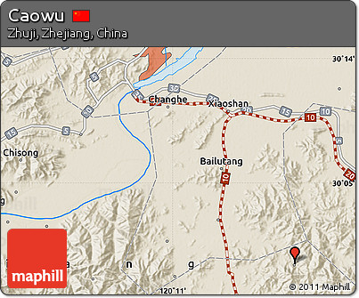 Shaded Relief Map of Caowu