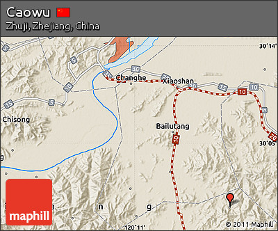 Shaded Relief Map of Caowu