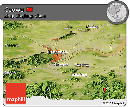 Satellite Panoramic Map of Caowu