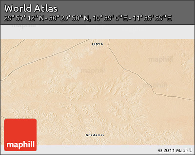 Satellite 3D Map of the Area around 30° 13' 46" N, 11° 7' 30" E