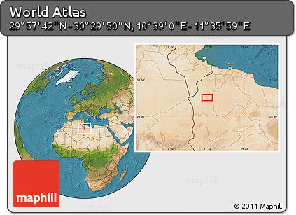 Satellite Location Map of the Area around 30° 13' 46" N, 11° 7' 30" E