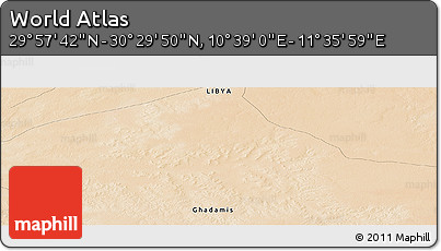 Satellite Panoramic Map of the Area around 30° 13' 46" N, 11° 7' 30" E