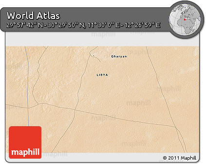 Satellite 3D Map of the Area around 30° 13' 46" N, 11° 58' 29" E