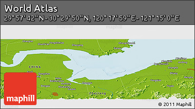 Physical Panoramic Map of the Area around 30° 13' 46" N, 120° 46' 30" E