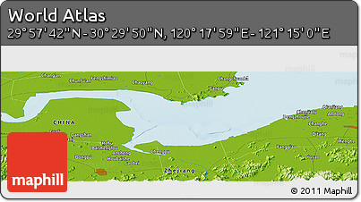 Physical Panoramic Map of the Area around 30° 13' 46" N, 120° 46' 30" E