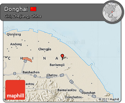 Shaded Relief Map of Donghai