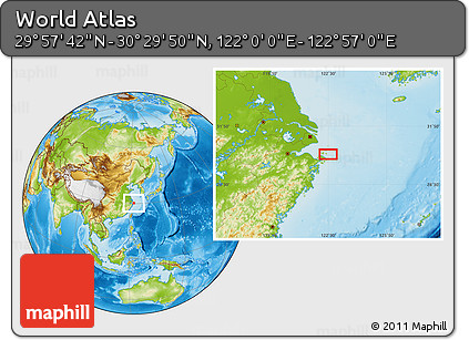 Physical Location Map of the Area around 30° 13' 46" N, 122° 28' 29" E
