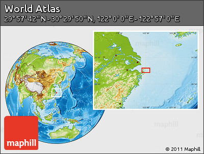 Physical Location Map of the Area around 30° 13' 46" N, 122° 28' 29" E