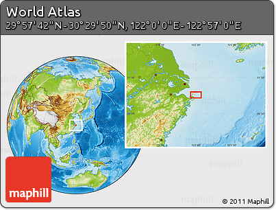 Physical Location Map of the Area around 30° 13' 46" N, 122° 28' 29" E