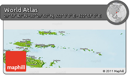Physical Panoramic Map of the Area around 30° 13' 46" N, 122° 28' 29" E