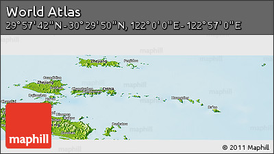 Physical Panoramic Map of the Area around 30° 13' 46" N, 122° 28' 29" E