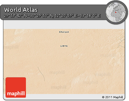 Satellite 3D Map of the Area around 30° 13' 46" N, 12° 49' 29" E