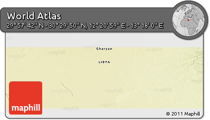Physical Panoramic Map of the Area around 30° 13' 46" N, 12° 49' 29" E