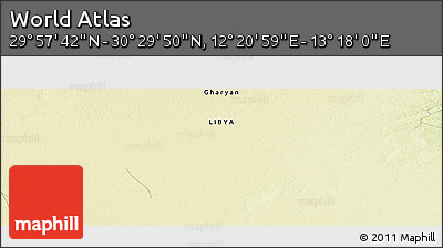 Physical Panoramic Map of the Area around 30° 13' 46" N, 12° 49' 29" E