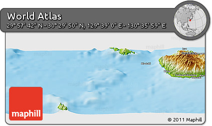 Physical Panoramic Map of the Area around 30° 13' 46" N, 130° 7' 30" E
