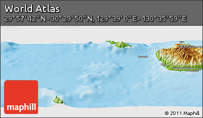 Physical Panoramic Map of the Area around 30° 13' 46" N, 130° 7' 30" E