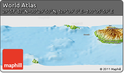 Physical Panoramic Map of the Area around 30° 13' 46" N, 130° 7' 30" E