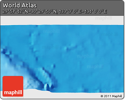 Physical 3D Map of the Area around 30° 13' 46" N, 133° 31' 30" E