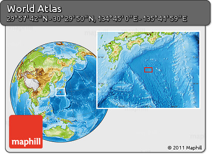 Physical Location Map of the Area around 30° 13' 46" N, 135° 13' 29" E
