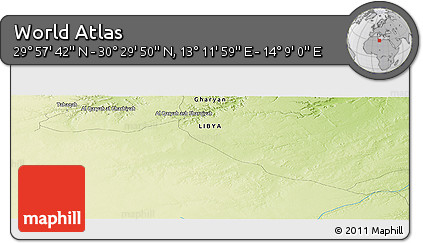 Physical Panoramic Map of the Area around 30° 13' 46" N, 13° 40' 30" E