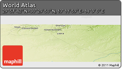 Physical Panoramic Map of the Area around 30° 13' 46" N, 13° 40' 30" E