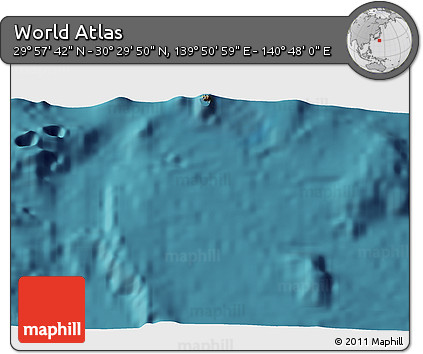 Satellite 3D Map of the Area around 30° 13' 46" N, 140° 19' 29" E
