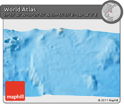 Shaded Relief 3D Map of the Area around 30° 13' 46" N, 140° 19' 29" E