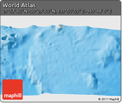 Shaded Relief 3D Map of the Area around 30° 13' 46" N, 140° 19' 29" E