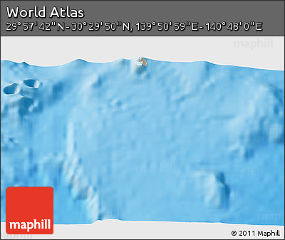 Shaded Relief 3D Map of the Area around 30° 13' 46" N, 140° 19' 29" E
