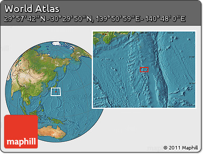 Satellite Location Map of the Area around 30° 13' 46" N, 140° 19' 29" E
