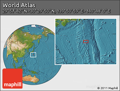 Satellite Location Map of the Area around 30° 13' 46" N, 140° 19' 29" E