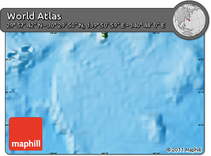 Physical Map of the Area around 30° 13' 46" N, 140° 19' 29" E