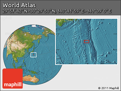Satellite Location Map of the Area around 30° 13' 46" N, 141° 10' 30" E