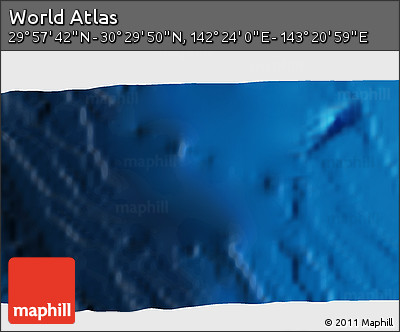 Physical 3D Map of the Area around 30° 13' 46" N, 142° 52' 30" E