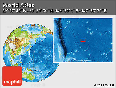 Physical Location Map of the Area around 30° 13' 46" N, 147° 7' 30" E