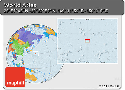 Political Location Map of the Area around 30° 13' 46" N, 149° 40' 30" E