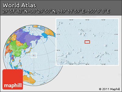 Political Location Map of the Area around 30° 13' 46" N, 149° 40' 30" E