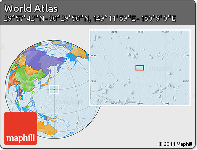 Political Location Map of the Area around 30° 13' 46" N, 149° 40' 30" E