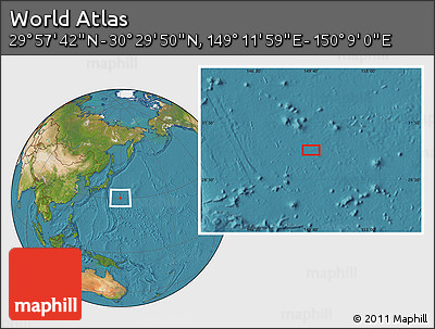 Satellite Location Map of the Area around 30° 13' 46" N, 149° 40' 30" E