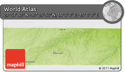 Physical Panoramic Map of the Area around 30° 13' 46" N, 14° 31' 30" E