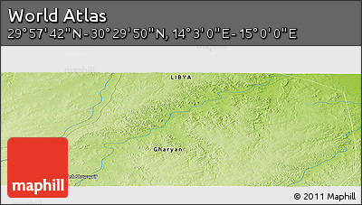Physical Panoramic Map of the Area around 30° 13' 46" N, 14° 31' 30" E