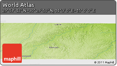 Physical Panoramic Map of the Area around 30° 13' 46" N, 14° 31' 30" E