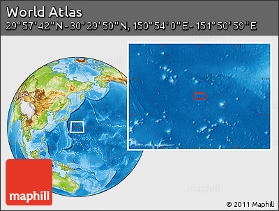 Physical Location Map of the Area around 30° 13' 46" N, 151° 22' 30" E