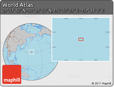 Gray Location Map of the Area around 30° 13' 46" N, 157° 19' 29" E