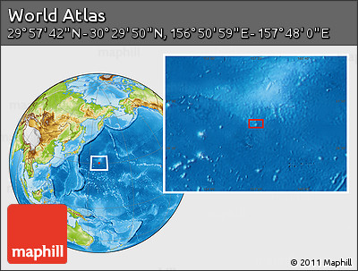 Physical Location Map of the Area around 30° 13' 46" N, 157° 19' 29" E