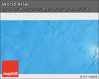 Shaded Relief 3D Map of the Area around 30° 13' 46" N, 15° 13' 29" W