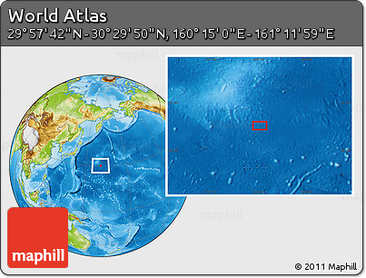 Physical Location Map of the Area around 30° 13' 46" N, 160° 43' 29" E