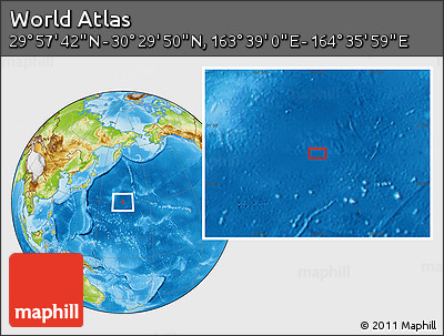 Physical Location Map of the Area around 30° 13' 46" N, 164° 7' 30" E