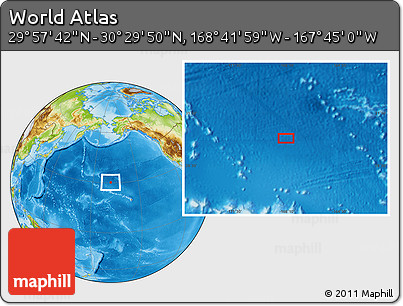 Physical Location Map of the Area around 30° 13' 46" N, 168° 13' 29" W